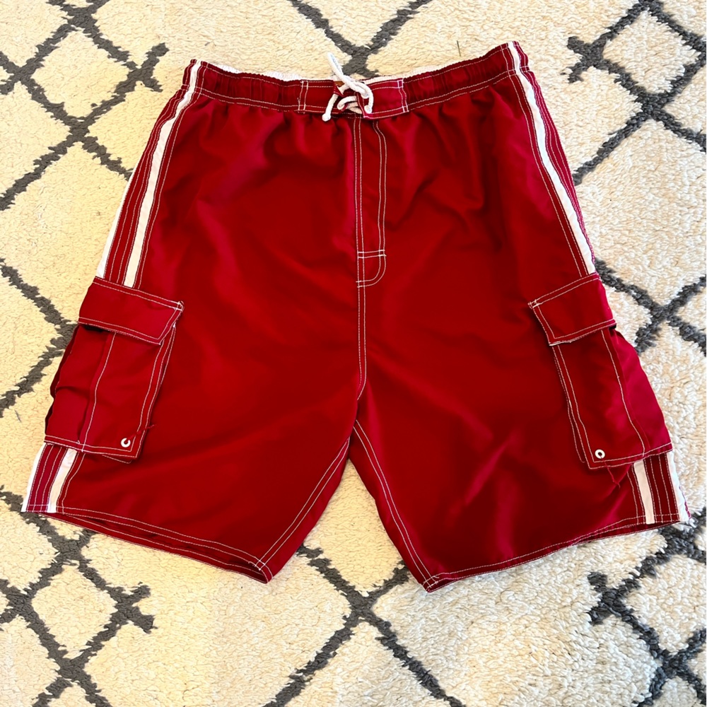 Red swim trunks